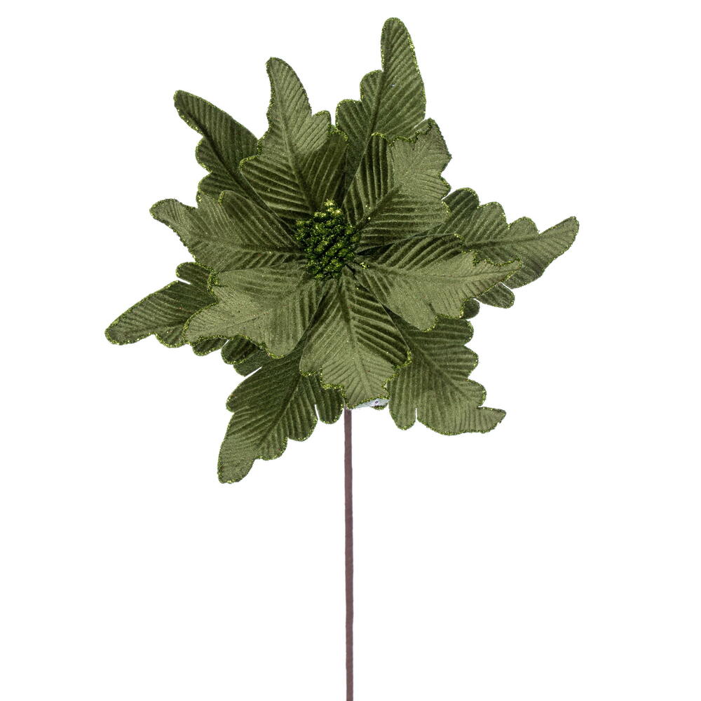 Vickerman 13" x 20" Deluxe Velvet Poinsettia Stem