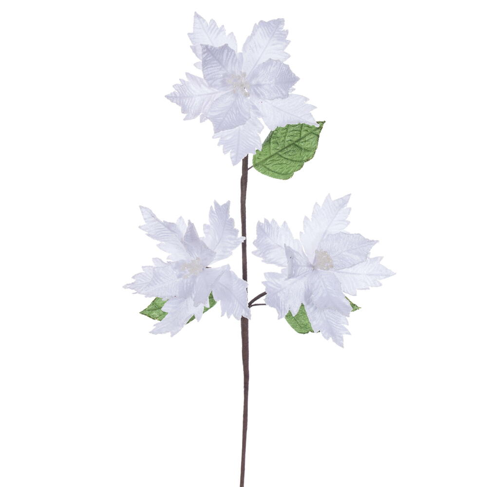 Vickerman 6" x 26" Velvet Trio Razor Poinsettia Stem.