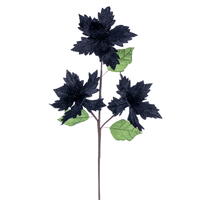 Vickerman 6" x 26" Velvet Trio Razor Poinsettia Stem.