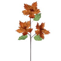 Vickerman 6" x 26" Velvet Trio Razor Poinsettia Stem.