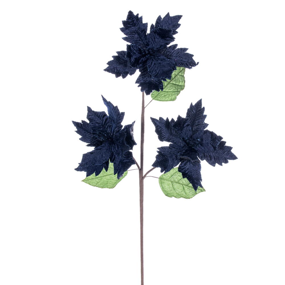 Vickerman 6" x 26" Velvet Trio Razor Poinsettia Stem.