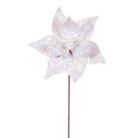 Vickerman 10" x 20" Iridescent Poinsettia Stem