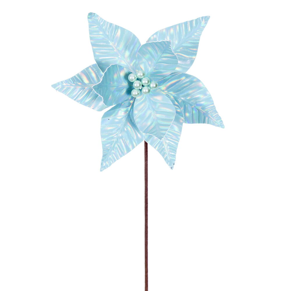 Vickerman 10" x 20" Iridescent Poinsettia Stem