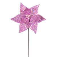 Vickerman 10" x 20" Iridescent Poinsettia Stem