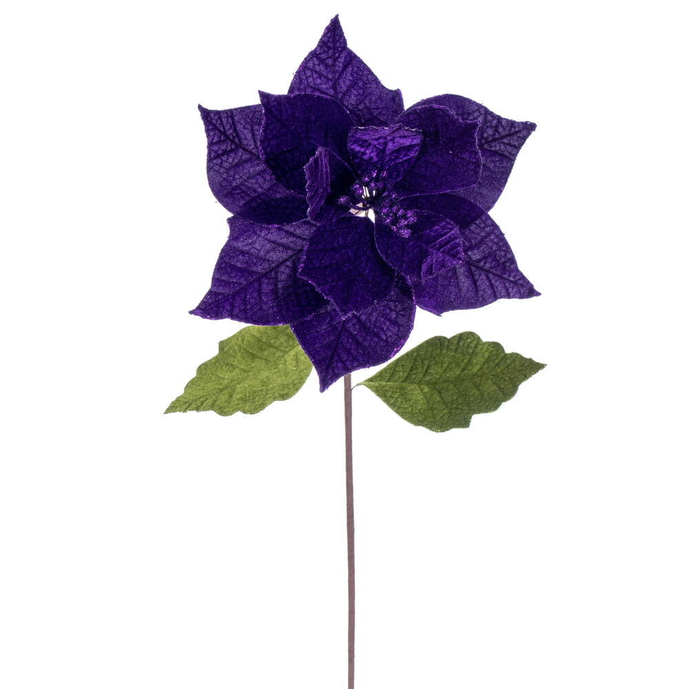 Vickerman 12" x 20" Classic Velvet Poinsettia Stem