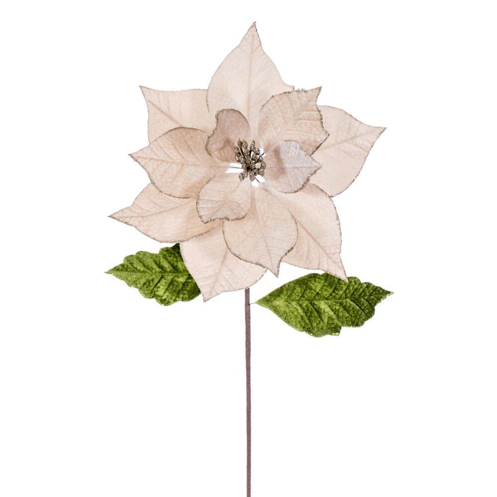 Vickerman 12" x 20" Classic Velvet Poinsettia Stem