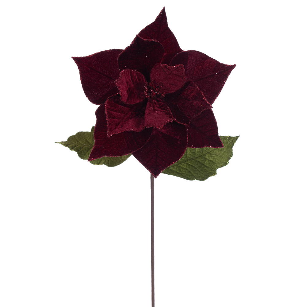 Vickerman 12" x 20" Classic Velvet Poinsettia Stem