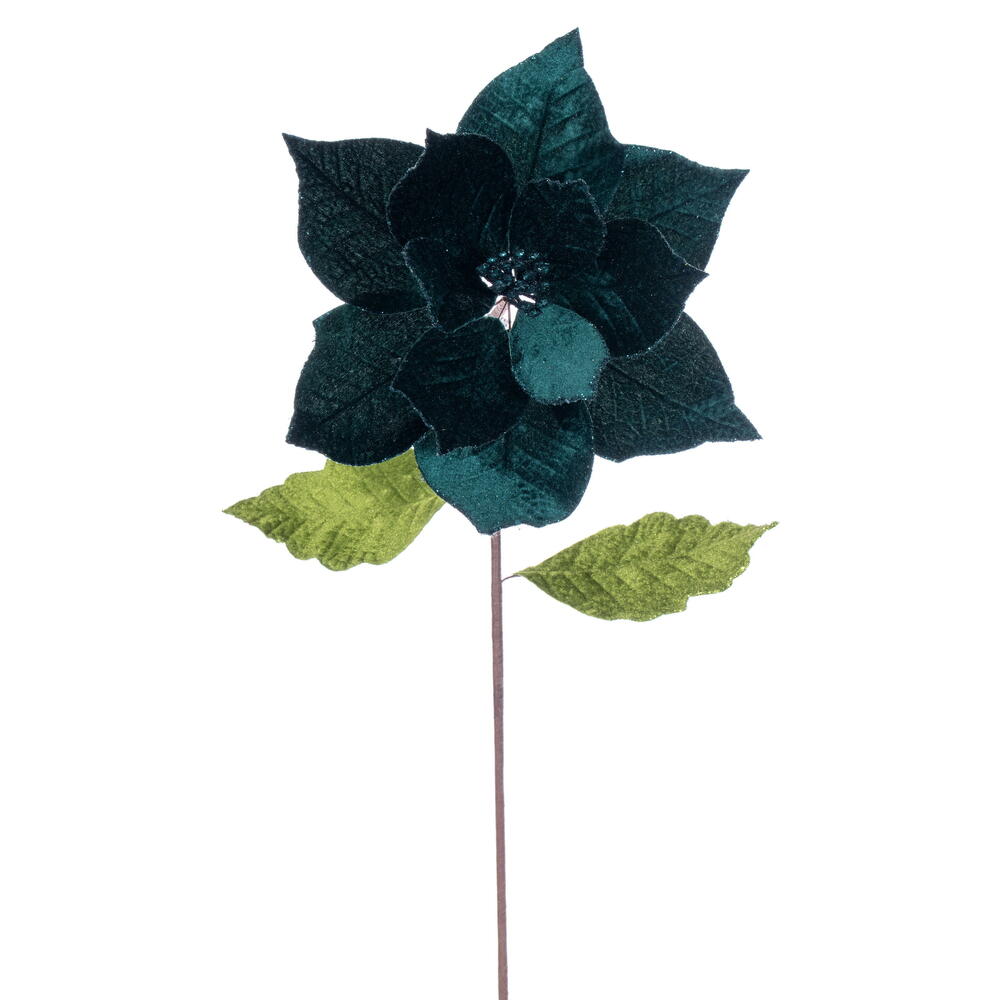 Vickerman 12" x 20" Classic Velvet Poinsettia Stem