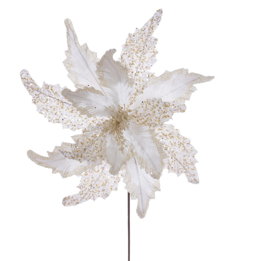 Vickerman 18" x 20" Grand Velvet Poinsettia Stem. 