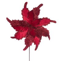 Vickerman 18" x 20" Grand Velvet Poinsettia Stem. 