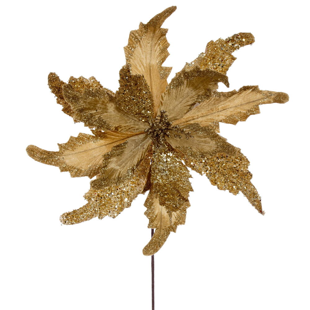 Vickerman 18" x 20" Grand Velvet Poinsettia Stem. 