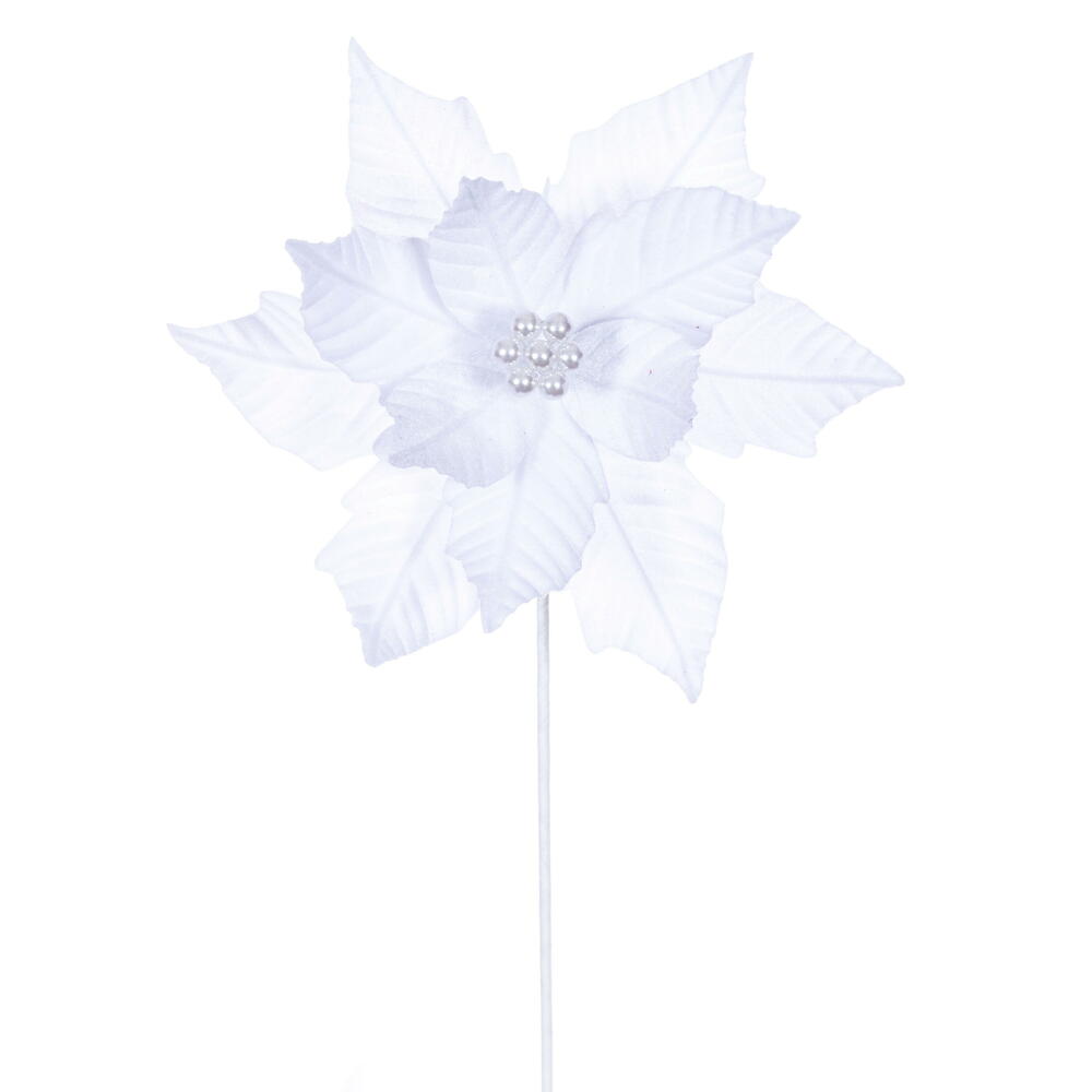 Vickerman 12" x 20" Velvet Razor Poinsettia Stem