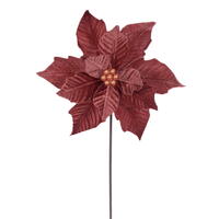 Vickerman 12" x 20" Velvet Razor Poinsettia Stem