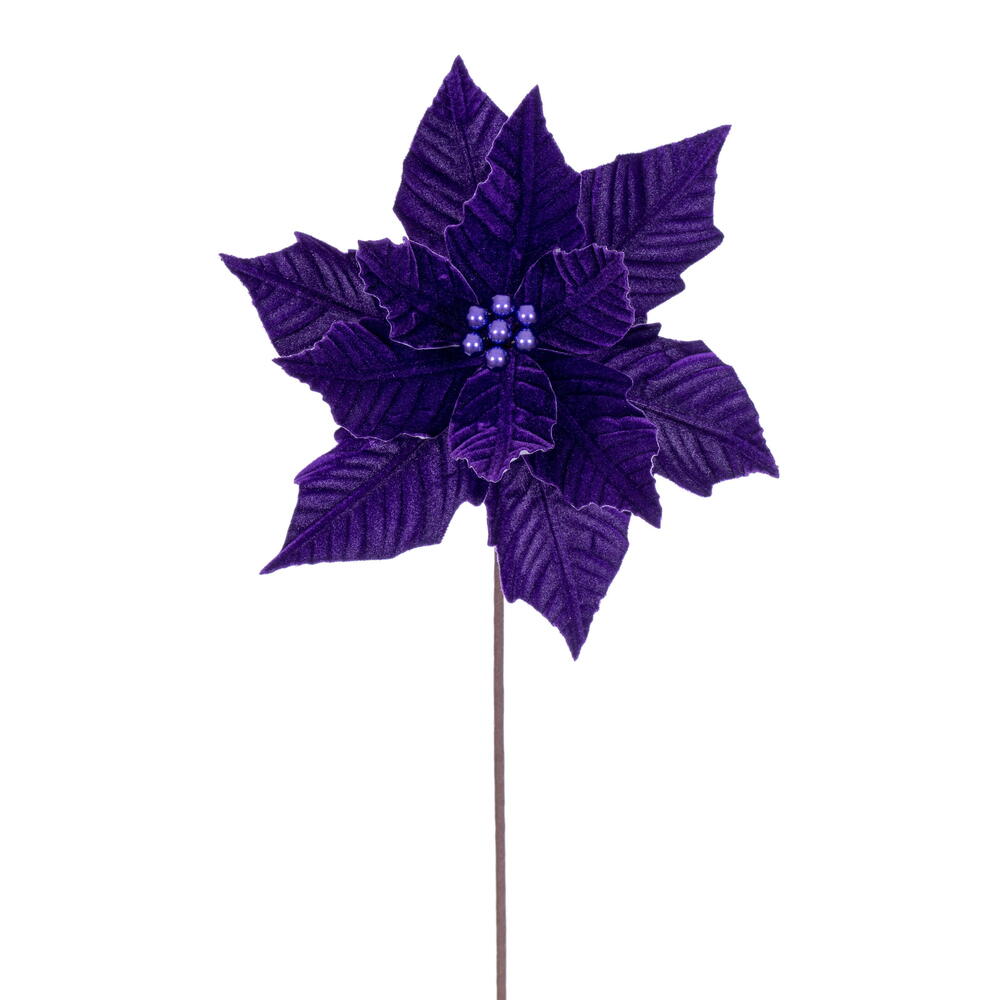Vickerman 12" x 20" Velvet Razor Poinsettia Stem