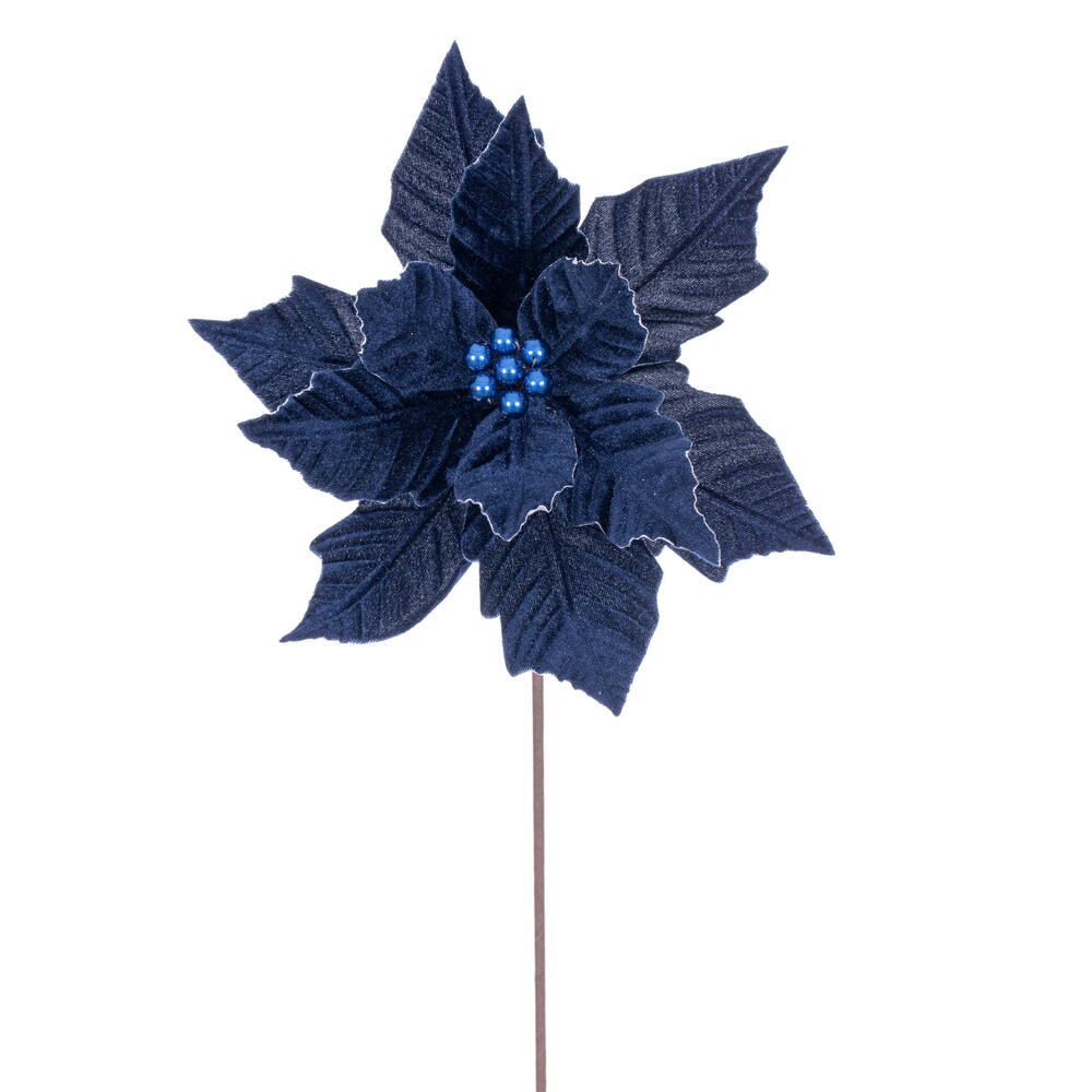 Vickerman 12" x 20" Velvet Razor Poinsettia Stem