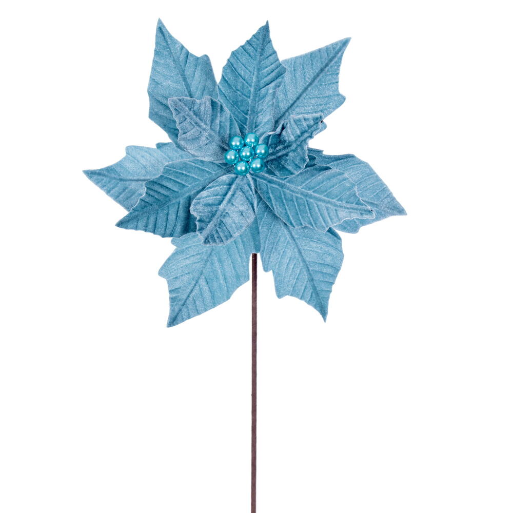Vickerman 12" x 20" Velvet Razor Poinsettia Stem