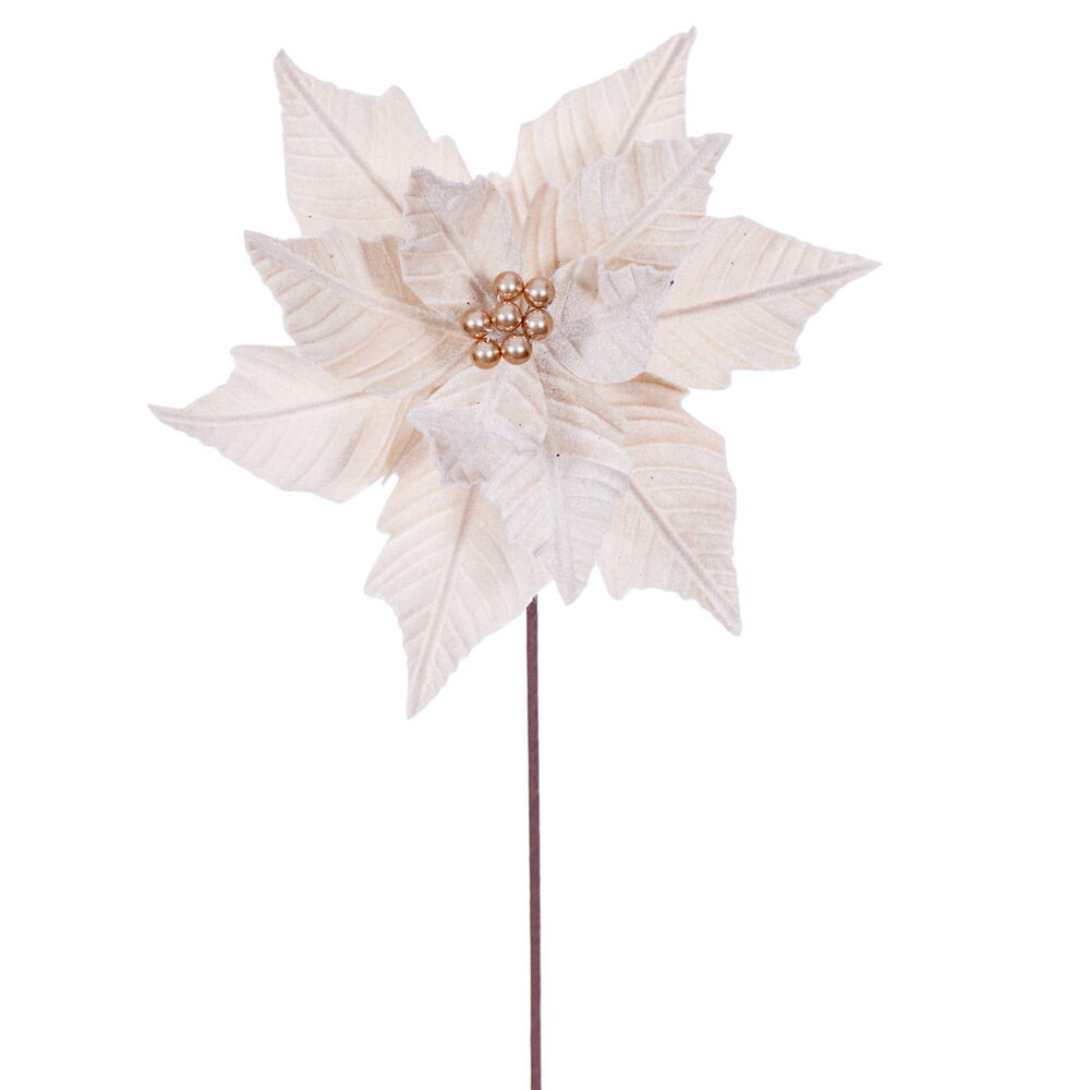 Vickerman 12" x 20" Velvet Razor Poinsettia Stem