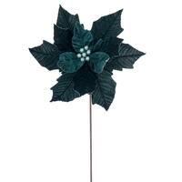 Vickerman 12" x 20" Velvet Razor Poinsettia Stem