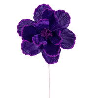 Vickerman 10" x 20" Velvet Bead Trim Magnolia Stem. Each magnolia features velvet material with bead accents, wired petals, and a wired paper-wrapped stem. The stem measures 20 inches and the flower head diameter is 10 inches. It includes three pieces per