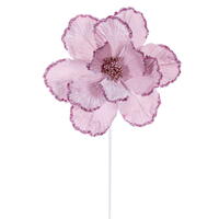 20" Pink Velvet Magnolia 10" Flower 3/Bg