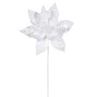17" White Poinsettia Pearl 11" Flwr 2/Bg