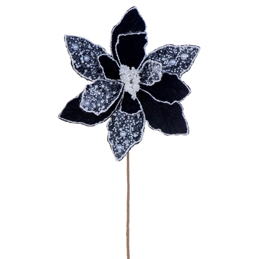 Vickerman 17" Velvet Pearl Poinsettia Stem