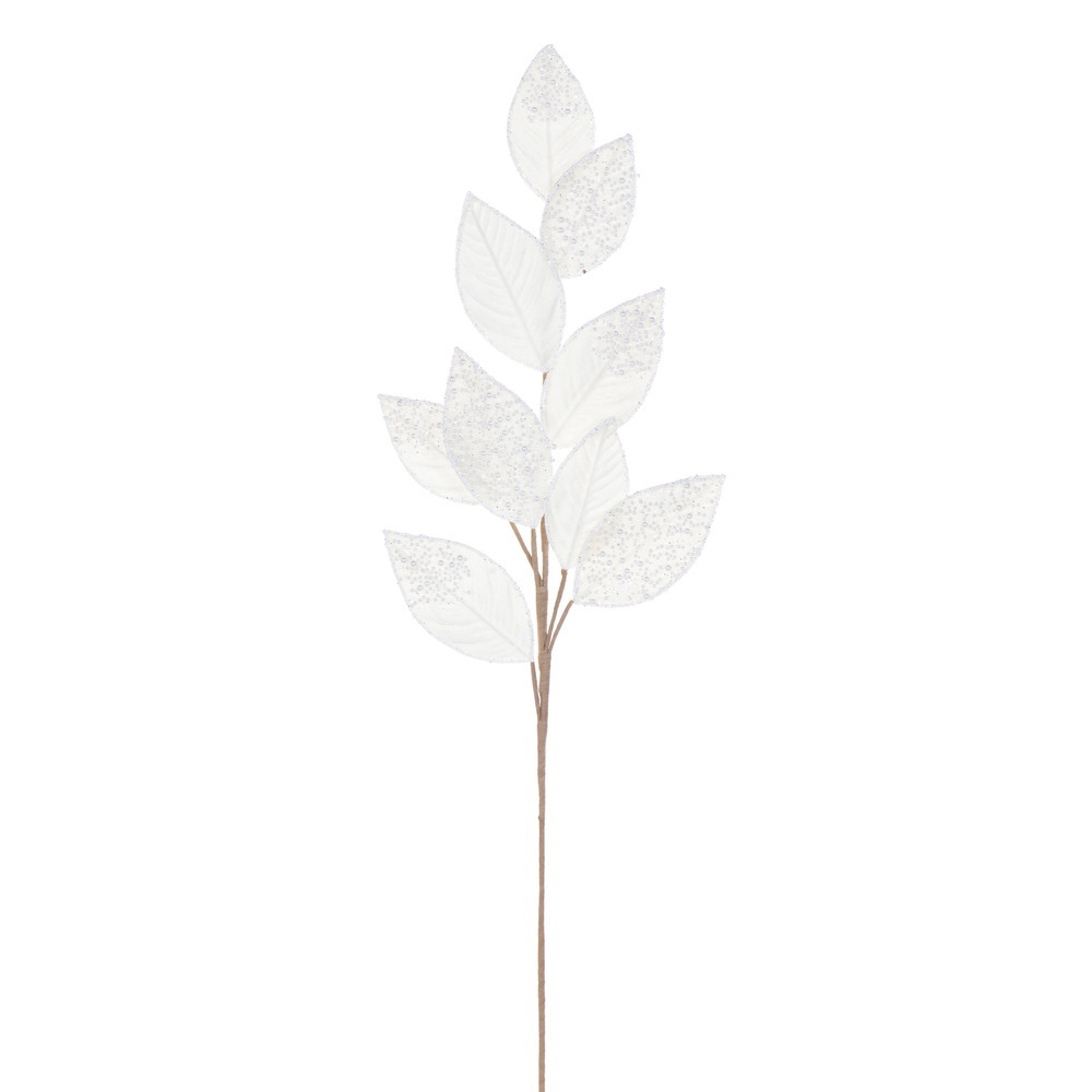 Vickerman 32" Velvet Pearl Leaf Spray