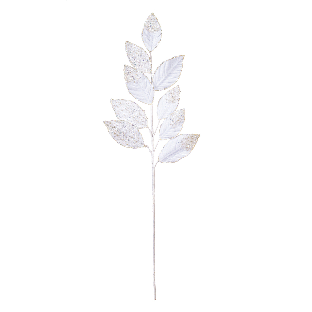 Vickerman 32" Velvet Pearl Leaf Spray