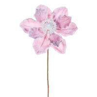 17" Pink Pearl Magnolia 8" Flower 2/Bag