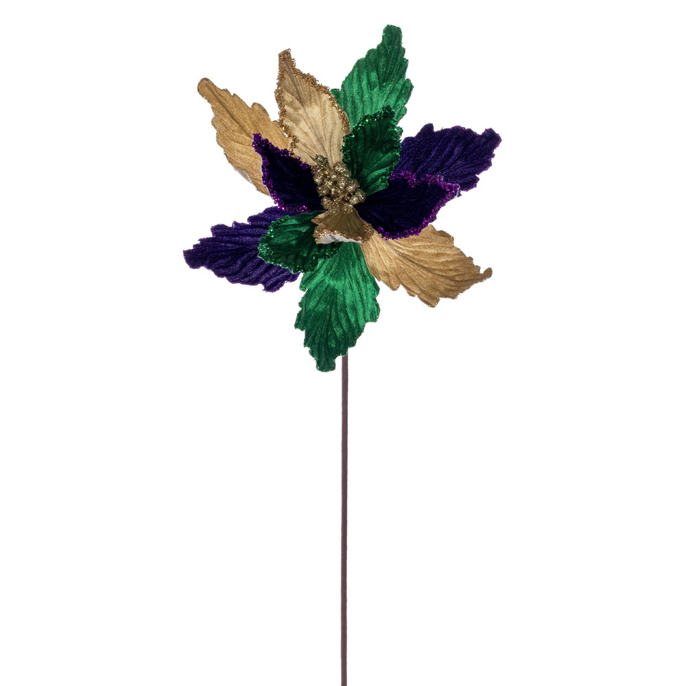 17" Mardi Gras Poinsettia 12" Flwr 3/Bag