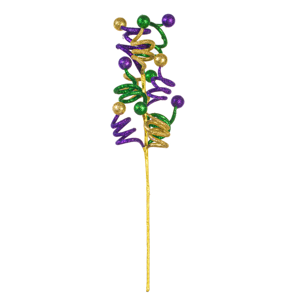 24" Mardi Gras Curly Ball Spray 3/Bag