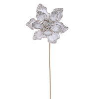 Vickerman 17.5" Artificial Iced Poinsettia Stem 2/Bag
