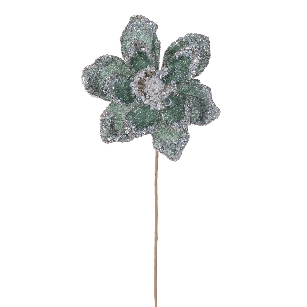 Vickerman 17.5" Artificial Iced Poinsettia Stem 2/Bag