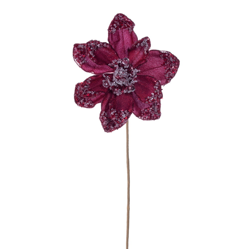 Vickerman 17.5" Artificial Iced Poinsettia Stem 2/Bag