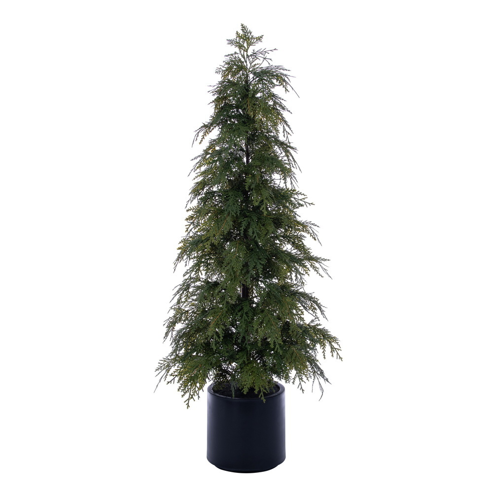 Vickerman Artificial Green Cedar Potted Tree UV
