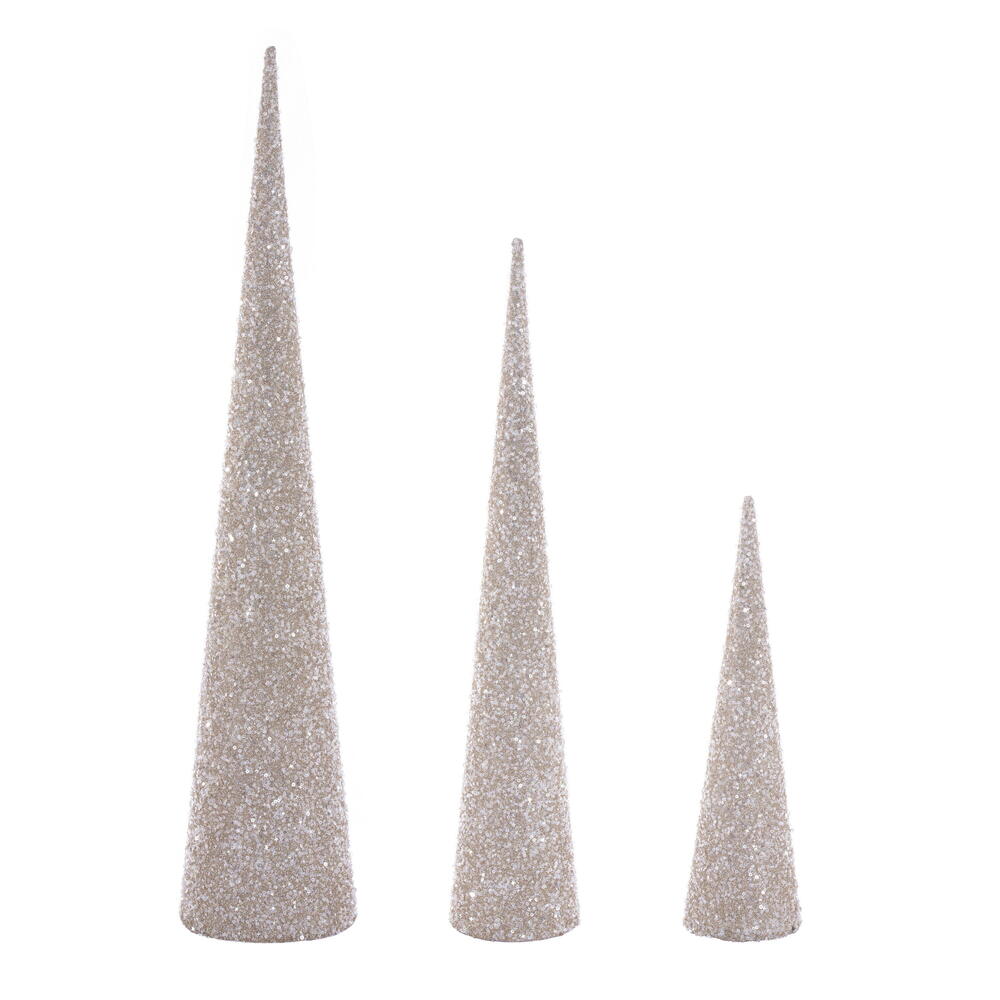 Vickerman 15"/24"/30" Silver Cone Tree 3/Assorted