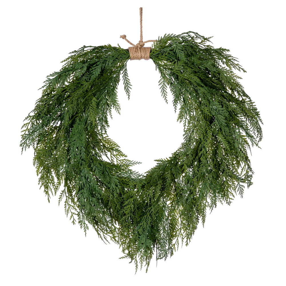 26" x 28" Green Cedar Heart Wreath UV
