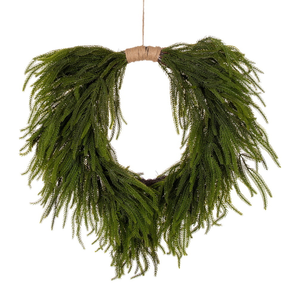 Green Norfolk Pine Heart Wreath Jute
