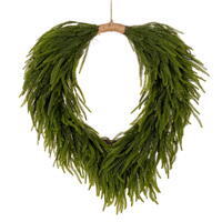 Green Norfolk Pine Heart Wreath Jute