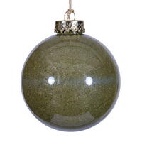 4" Moss Green Ball Ornament 3/Bag