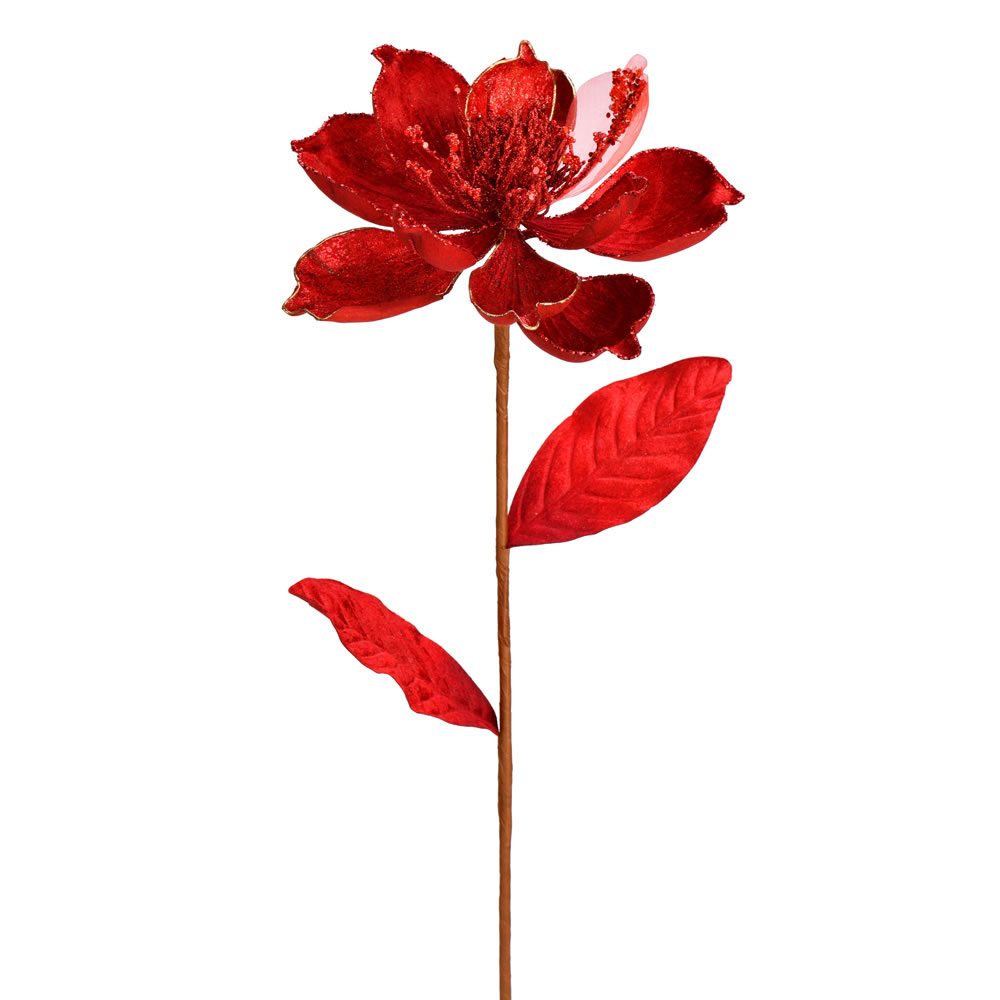 Vickerman 30" Glitter Magnolia Artificial Christmas Spray