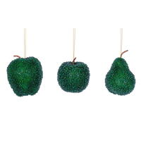 3.5"-4.5" Green Beaded Fruit 3/Assorted