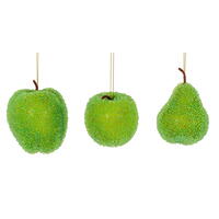 3.5"-4.5" Celadon Beaded Fruit 3/Assort
