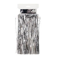 10' x 12" Silver Tinsel Icicle Curt 4Pk
