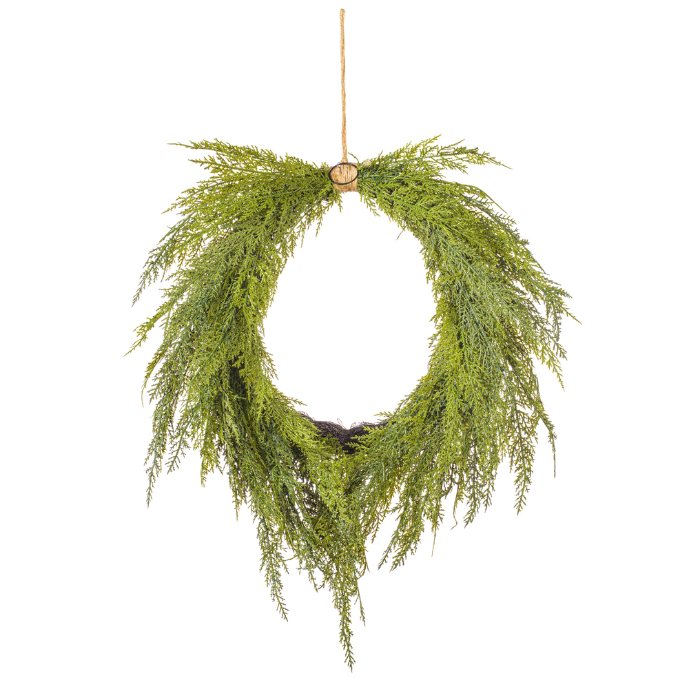 Vickerman Artificial Green Cedar Heart Wreath