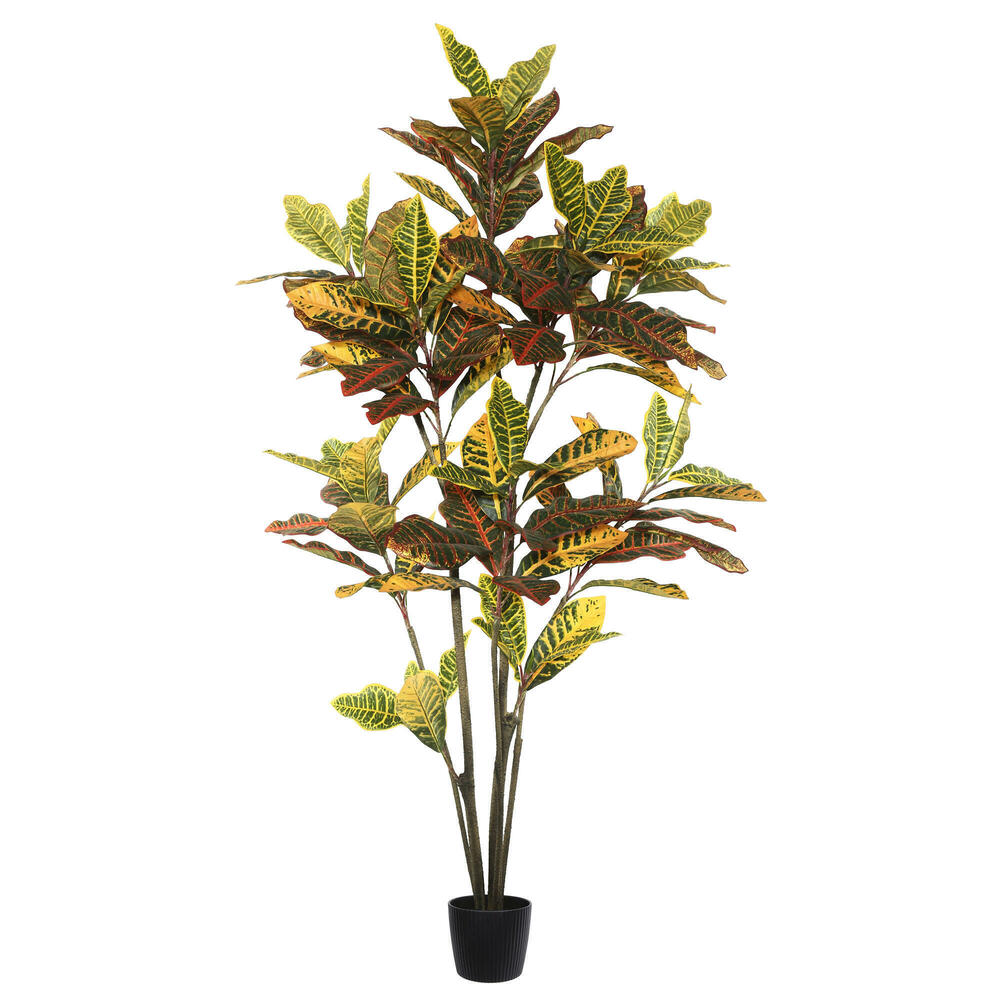 Vickerman Potted Artificial Green and Orange Croton Tree