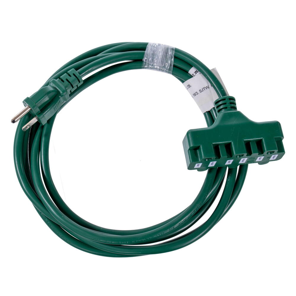 10' x 3 Outlet Green EXT Cord 16AWG
