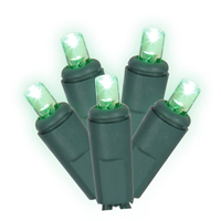 Vickerman Single Mold Wide Angle Twinkle Green Wire LED Christmas light set, Poly Bag