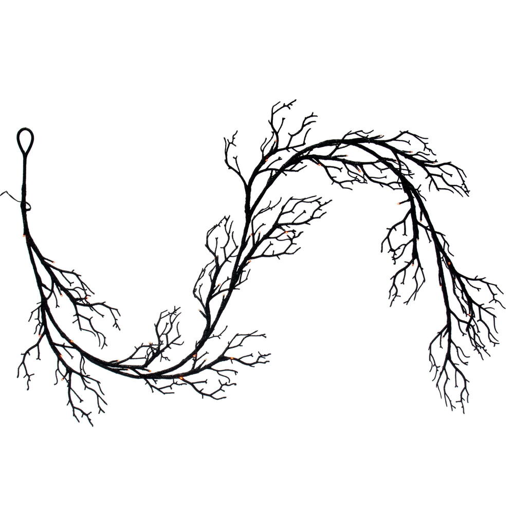 Vickerman Black Twig Garland Purple/Orange Lights
