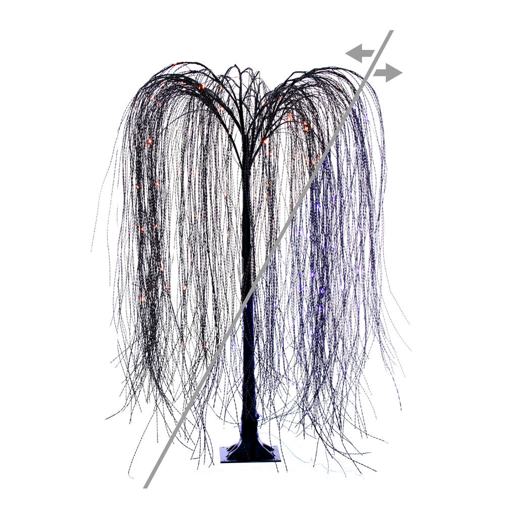 Vickerman Black Willow Twig Artificial Pre-Lit Halloween Tree, Purple and Orange LED Dot Lights. 